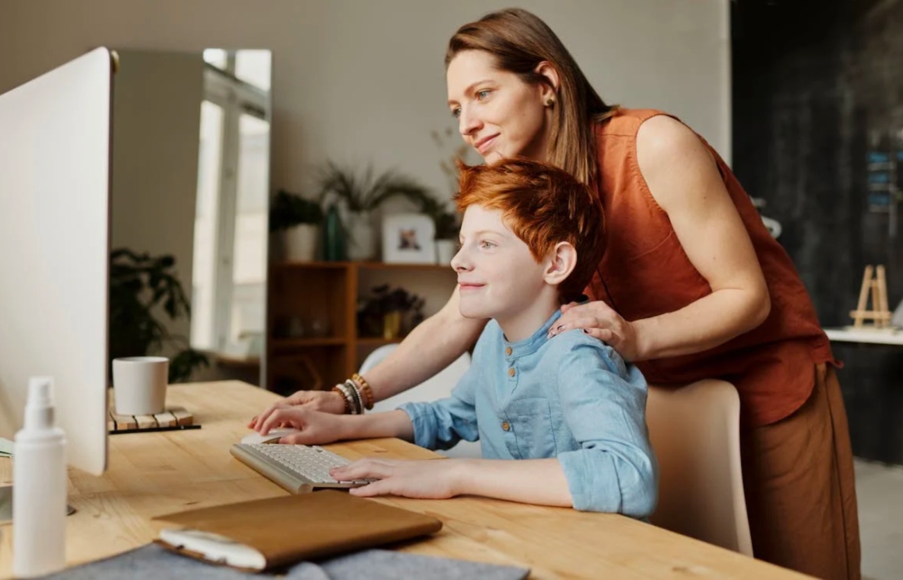 Mother son learning