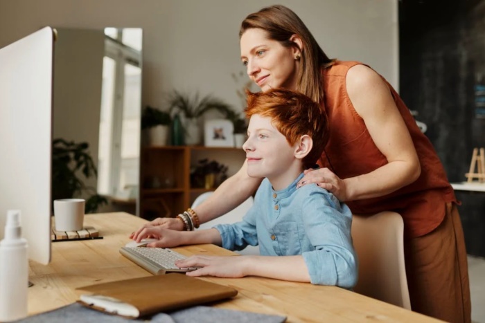 Mother son learning